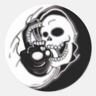Pegatina Redonda Ying Yang Grim Reaper