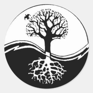 Pegatina Redonda Ying Yang Trees