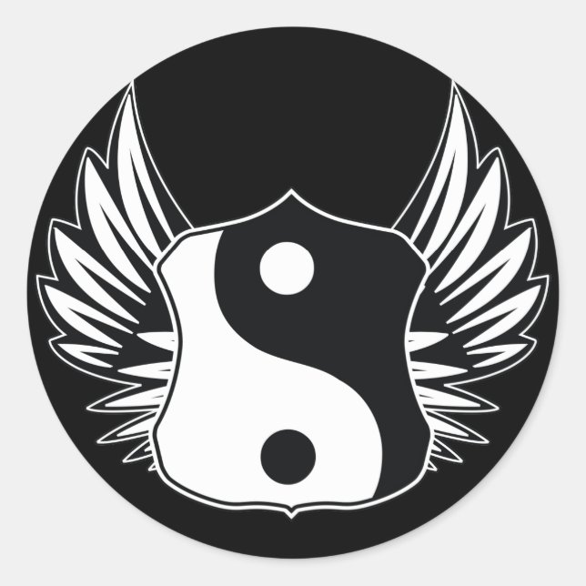 Pegatina Redonda Ying Yang Wings (Anverso)
