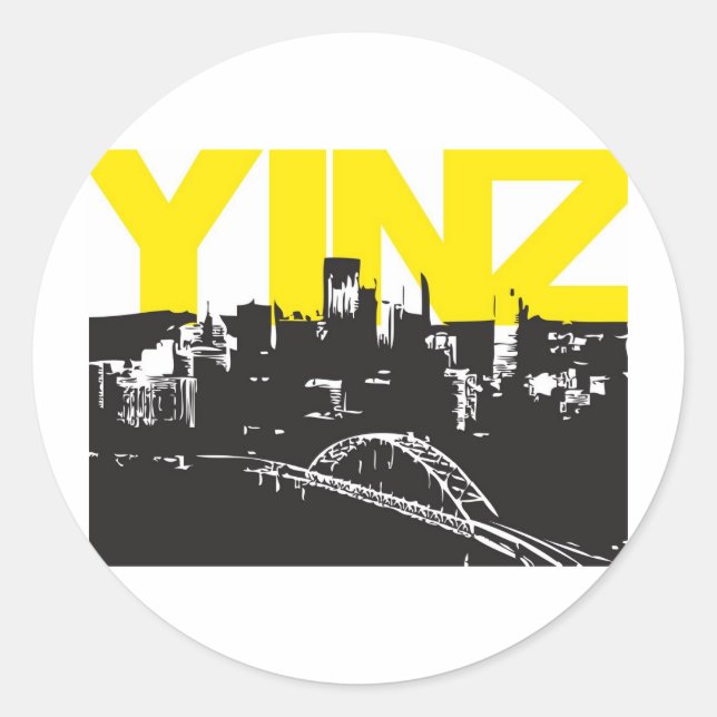 Pegatina Redonda Yinz Pittsburgh (Anverso)