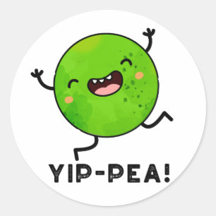 Pegatina Redonda Yip-pea Happy Pea Pun