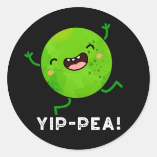 Pegatina Redonda Yip-pea Happy Pea Pun Dark BG