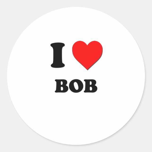 Pegatina Redonda Yo amo a Bob (Anverso)