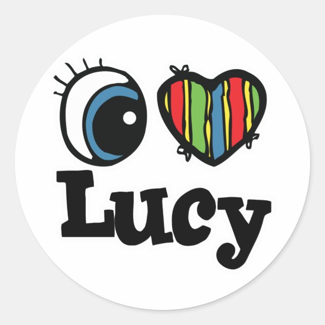 Pegatina Redonda Yo amo a Lucy (Anverso)