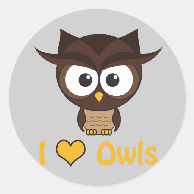 Pegatina Redonda Yo (amor) búhos (Anverso)