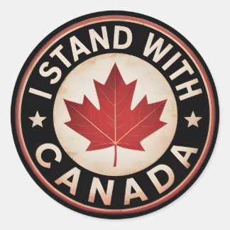 Pegatina Redonda Yo apoyo a Canadá