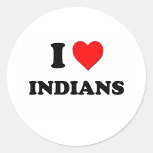 Pegatina Redonda Yo corazón a los indios