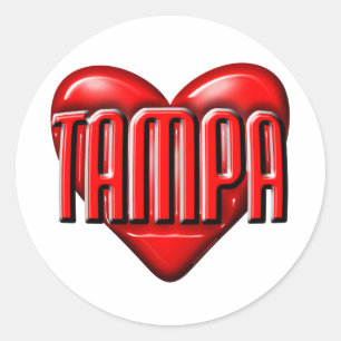Pegatina Redonda Yo corazón a Tampa