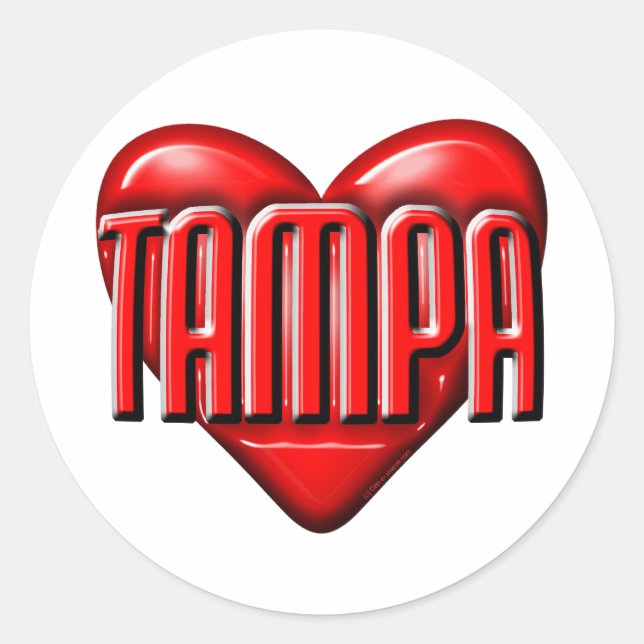 Pegatina Redonda Yo corazón a Tampa (Anverso)