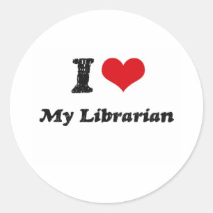 Pegatina Redonda Yo corazón mi biblioteca