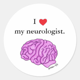 Pegatina Redonda Yo [corazón] mi neurologista