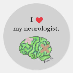 Pegatina Redonda Yo [corazón] mi neurologista