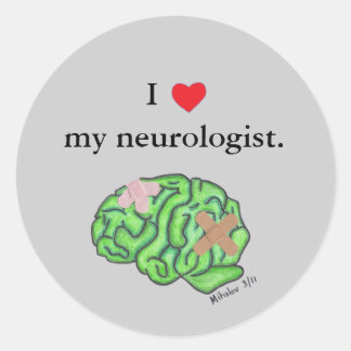 Pegatina Redonda Yo [corazón] mi neurologista