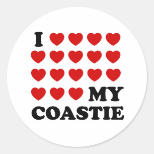 Pegatina Redonda Yo (corazones) mi Coastie