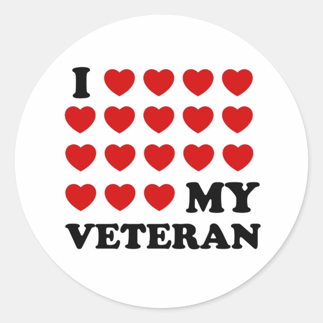 Pegatina Redonda Yo (corazones) mi Veterano (Anverso)