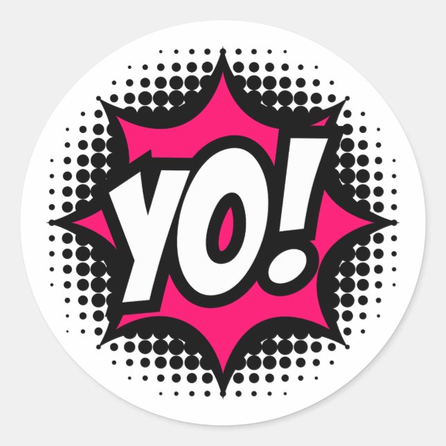 Pegatina Redonda ¡YO! Estilo de cómic (Anverso)