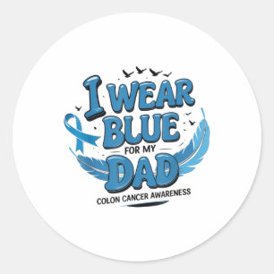 Pegatina Redonda Yo Llevo Azul Para Mi Papá Colón.