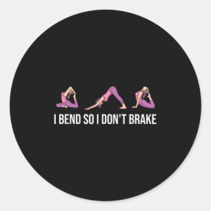 Pegatina Redonda Yo me inclino para no romper el yoga gracioso que