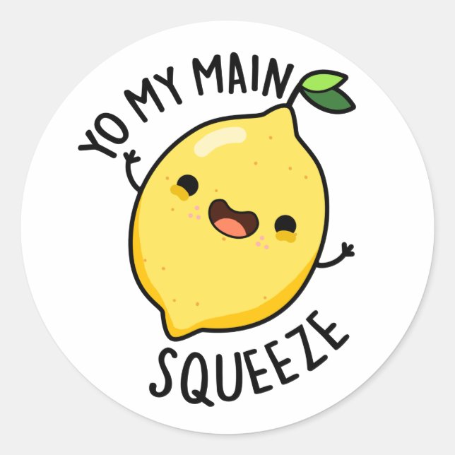 Pegatina Redonda Yo mi principal Squeeze Funny Lemon Pun (Anverso)