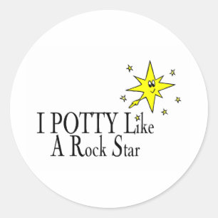 Pegatina Redonda YO POTTY Como Una Estrella De Rock