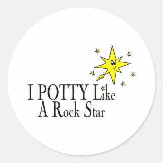 Pegatina Redonda YO POTTY Como Una Estrella De Rock