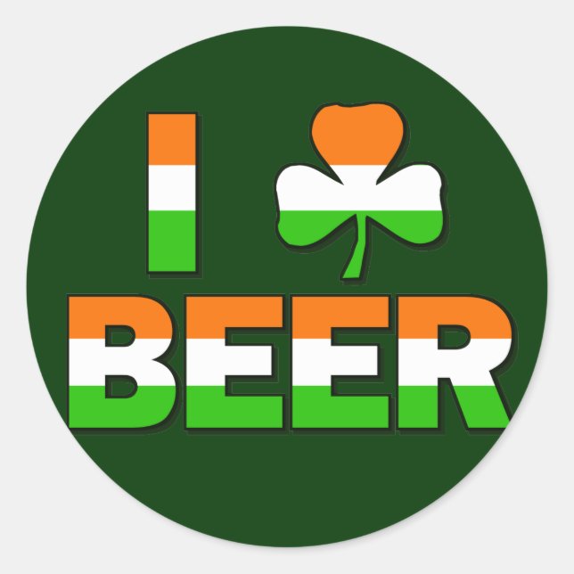 Pegatina Redonda ¡Yo Shamrock Beer! (Anverso)