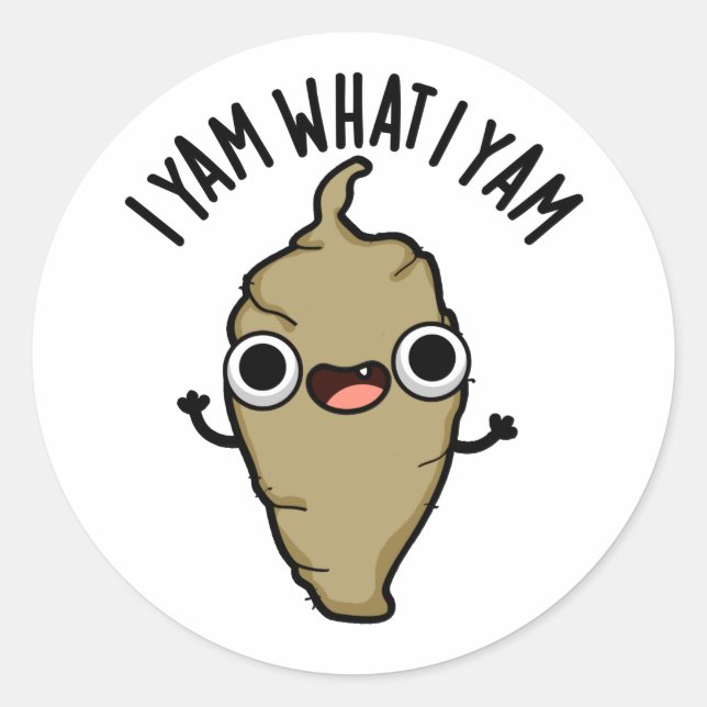 Pegatina Redonda Yo soy lo que soy divertido Veggie Pun (Anverso)