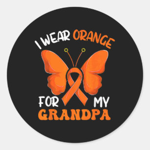 Pegatina Redonda Yo También Uso Naranja Para Leucemia De Mariposa D
