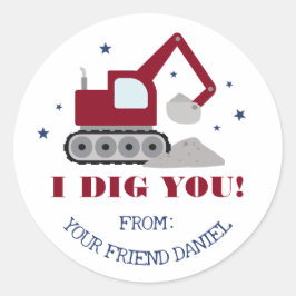 Pegatina Redonda Yo Te Defiendo El día de San Valentín