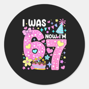 Pegatina Redonda Yo tenía 6 ahora tengo 7 Cumpleaños 7 Nk Coquette