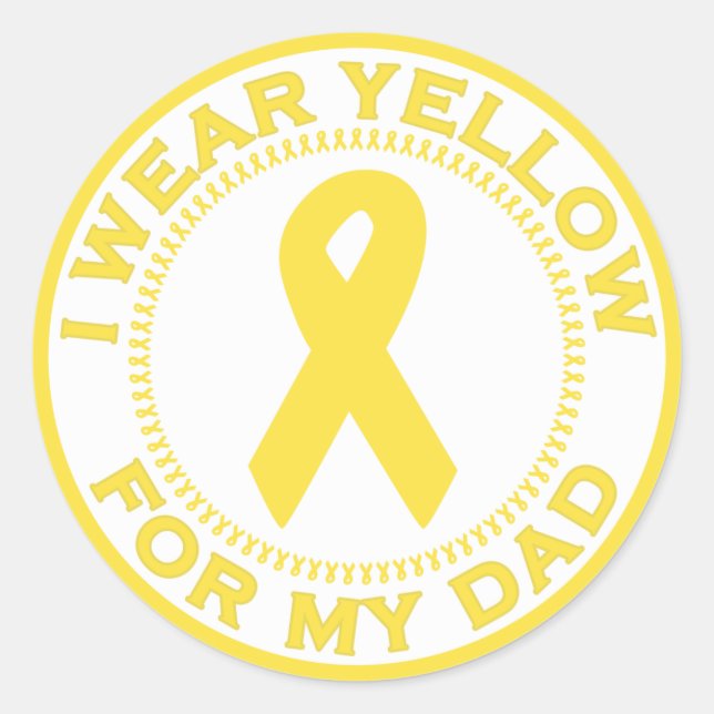 Pegatina Redonda Yo Uso Amarillo Para Mi Papá (Anverso)