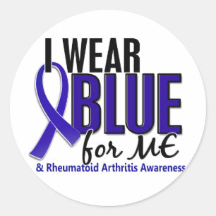 Pegatina Redonda Yo Uso Artritis Reumatoide Azul Me