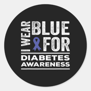 Pegatina Redonda Yo Uso Azul Para La Conciencia Sobre La Diabetes M