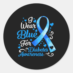 Pegatina Redonda Yo Uso Azul Para La Diabetes Conciencia De La Cint
