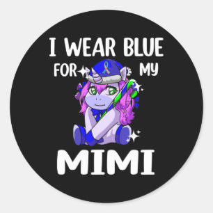 Pegatina Redonda Yo uso azul para mi apoyo a la toma de conciencia 