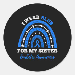 Pegatina Redonda Yo Uso Azul Para Mi Hermana T1d Diabetes Tipo 1 Aw