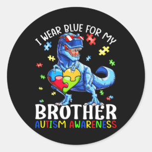 Pegatina Redonda Yo Uso Azul Para Mi Hermano Conciencia Sobre El Au