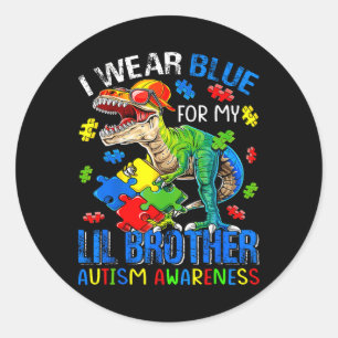 Pegatina Redonda Yo Uso Azul Para Mi Hermano Libio Autismo Concienc