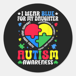 Pegatina Redonda Yo Uso Azul Para Mi Hija Autismo Conciencia Papá