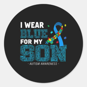 Pegatina Redonda Yo Uso Azul Para Mi Hijo Conciencia De Autismo Mam