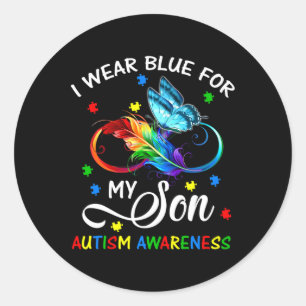 Pegatina Redonda Yo Uso Azul Para Mi Hijo Conciencia De Autismo Mam