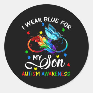 Pegatina Redonda Yo Uso Azul Para Mi Hijo Conciencia De Autismo Mam