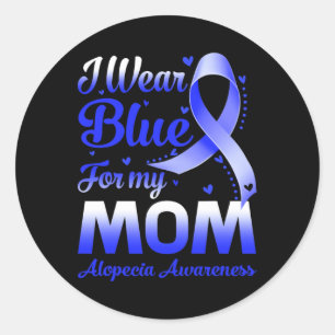 Pegatina Redonda Yo Uso Azul Para Mi Mamá Alopecia