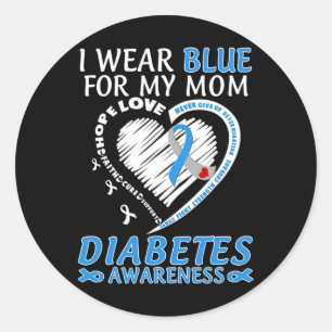 Pegatina Redonda Yo Uso Azul Para Mi Mamá Diabetes Conciencia De La