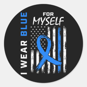 Pegatina Redonda Yo Uso Azul Para Mí Mismo Diabetes Sensibilización