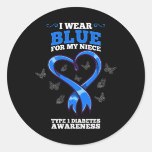 Pegatina Redonda Yo Uso Azul Para Mi Niece Con Diabetes Tipo 1