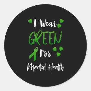 Pegatina Redonda Yo Uso El Verde Para La Salud Mental