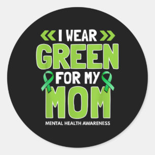 Pegatina Redonda Yo Uso El Verde Para Mi Mamá - Conciencia De La Sa