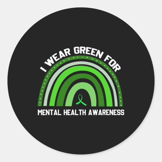 Pegatina Redonda Yo Uso Green Para Concienciación Sobre Salud Menta (Anverso)
