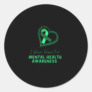 Pegatina Redonda Yo Uso Green Para Concienciar Sobre La Salud Menta